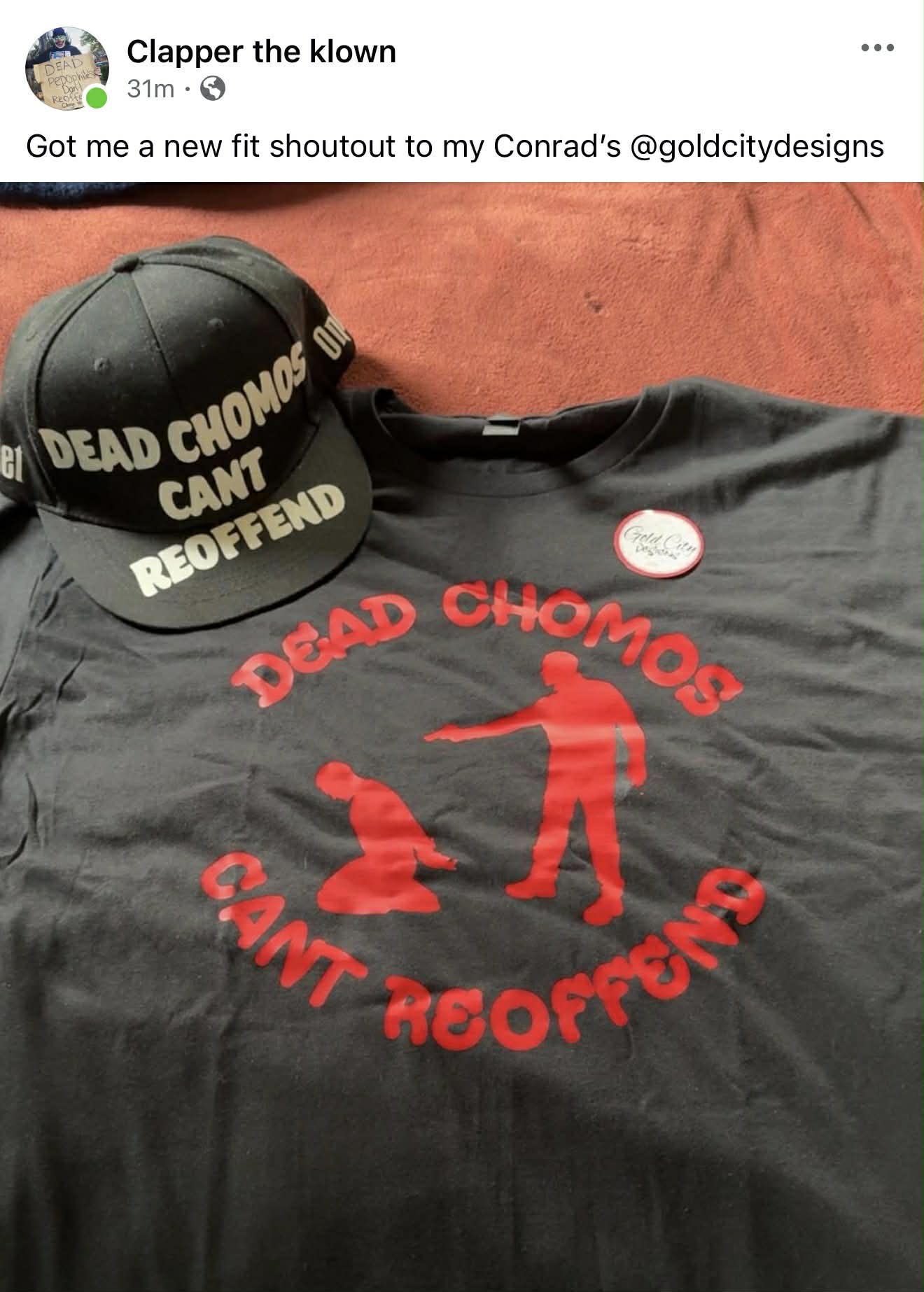 Dont miss your opportunity to get your "Dead Chomos Cant Reoffend" shirt today. they will sell out again this month! order today.